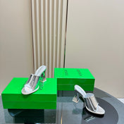HIGH MULE 95 MM IN SILVER CALFSKIN