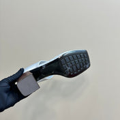 MARELLA THONG IN SILVER LEATHER WITH SIGNATURE INTRECCIATO INSOLE 55 MM