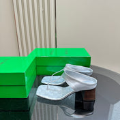 MARELLA THONG IN SILVER LEATHER WITH SIGNATURE INTRECCIATO INSOLE 55 MM