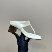 MARELLA THONG IN WHITE CREAM LEATHER WITH SIGNATURE INTRECCIATO INSOLE 55 MM