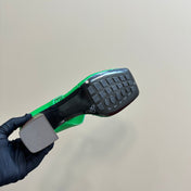 MARELLA THONG IN SHAMROCK GREEN LEATHER WITH SIGNATURE INTRECCIATO INSOLE 55 MM