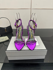 TOM FORD 26S HEELED SANDALS 100 MM IN PURPLE CALFSKIN