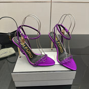 TOM FORD 26S HEELED SANDALS 100 MM IN PURPLE CALFSKIN