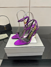 TOM FORD 26S HEELED SANDALS 100 MM IN PURPLE CALFSKIN