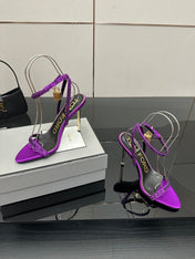 TOM FORD 26S HEELED SANDALS 100 MM IN PURPLE CALFSKIN