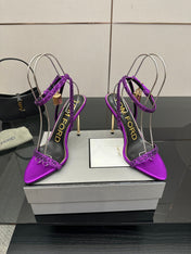 TOM FORD 26S HEELED SANDALS 100 MM IN PURPLE CALFSKIN