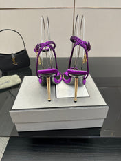 TOM FORD 26S HEELED SANDALS 100 MM IN PURPLE CALFSKIN