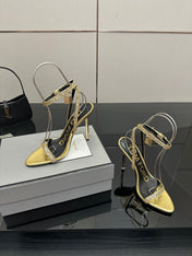 TOM FORD 26S HEELED SANDALS 100 MM IN METALLIC GOLD CALFSKIN
