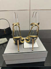 TOM FORD 26S HEELED SANDALS 100 MM IN METALLIC GOLD CALFSKIN