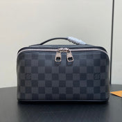 TOILETRY BAG 24 IN BLACK DAMIER GRAPHITE CANVAS