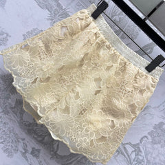 DIOR LACE-EMBOSSED SHORTS IN LIGHT BEIGE AND BLACK