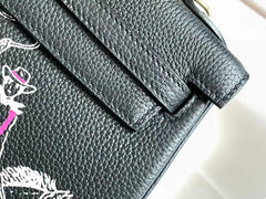 BIRKIN 25 BAG IN BLACK CALFSKIN WITH WHITE STICKER