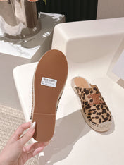 CELINE 25S LES ESPADRILLES MULE IN LEOPARD PRINTED HAIRY CALFSKIN