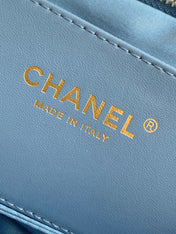 CHANEL 25S MAXI BOW BAG 26 IN BLUE DENIM WITH GOLD HARDWARE