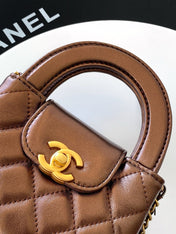 CHANEL 25S MINI KELLY BAG 13 IN BROWN METALLIC LAMBSKIN WITH GOLD HARDWARE