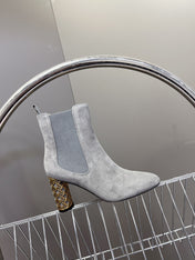 ICON HEELED ANKLE BOOT COOL GRAY SUEDE 8 CM