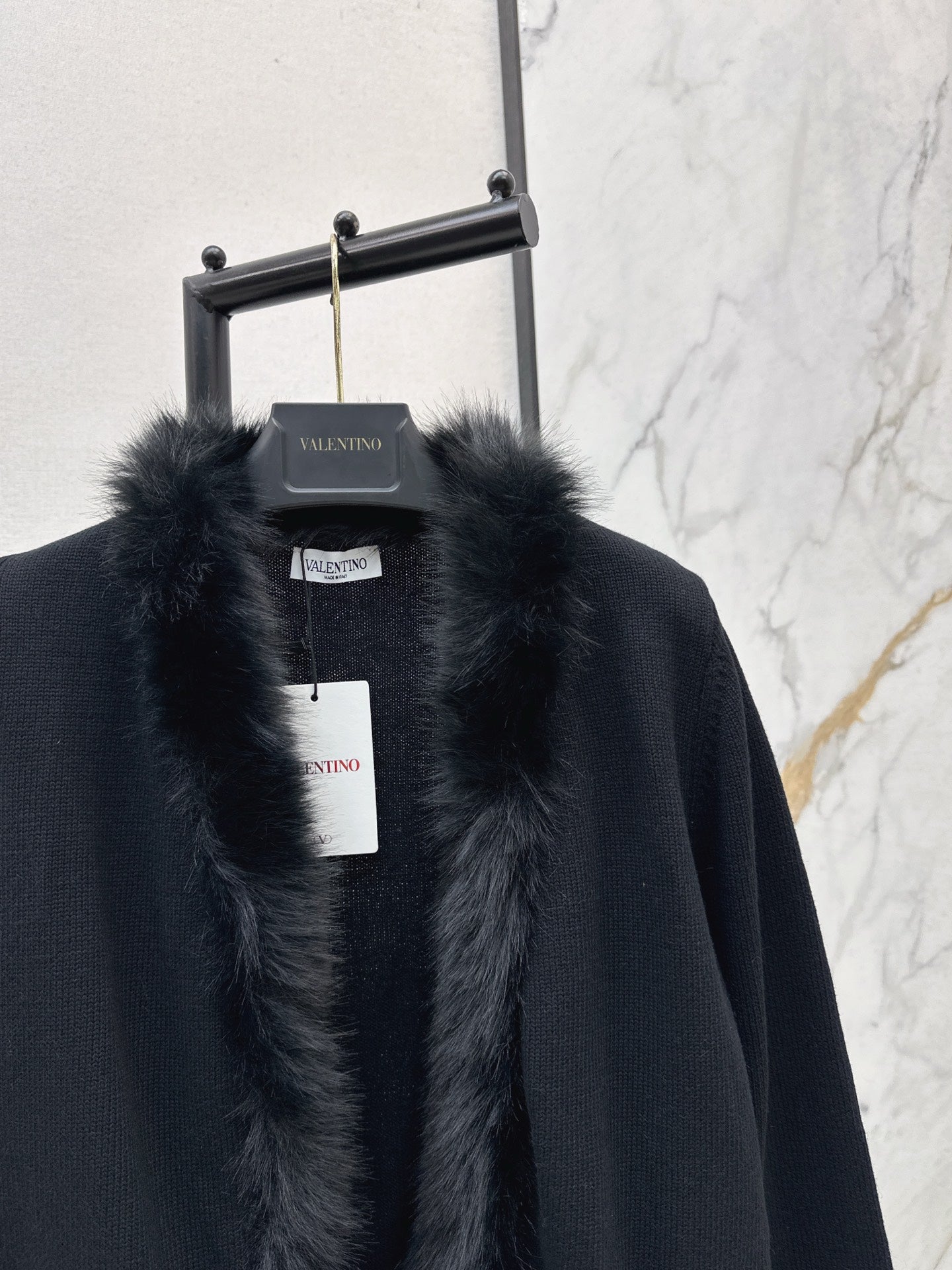 VALENTINO 26S KNIT CARDIGAN WITH FUR COLLAR STYLE 78