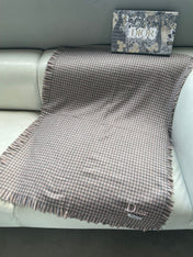 HOUNDSTOOTH SCARF 200 CM IN CAMEL BROWN WOOL 416827