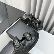 dad sandals black lambskin mules