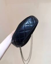 MESH POUCH 22 IN BLACK EFFECT LAMBSKIN WITH GOLD METALLIC