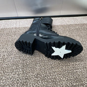 DIOR 25S D-STRIKE LACE-UP PUNK BOOTS 30MM IN BLACK CALFSKIN