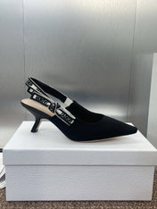 J'ADIOR SLINGBACK 25S PUMP 65MM IN BLACK QUAKE OBLIQUE EMBROIDERED FABRIC