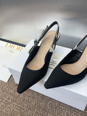 J'ADIOR SLINGBACK 25S PUMP 65MM IN BLACK QUAKE OBLIQUE EMBROIDERED FABRIC