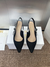 J'ADIOR SLINGBACK 25S PUMP 65MM IN BLACK QUAKE OBLIQUE EMBROIDERED FABRIC