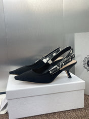 J'ADIOR SLINGBACK 25S PUMP 65MM IN BLACK QUAKE OBLIQUE EMBROIDERED FABRIC