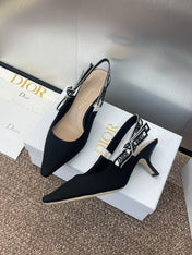 J'ADIOR SLINGBACK 25S PUMP 65MM IN BLACK QUAKE OBLIQUE EMBROIDERED FABRIC