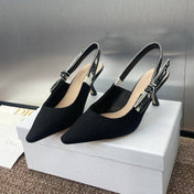 J'ADIOR SLINGBACK 25S PUMP 65MM IN BLACK QUAKE OBLIQUE EMBROIDERED FABRIC