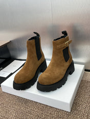 CELINE 26S ANKLE BOOTS 45 MM IN BROWN SUEDE