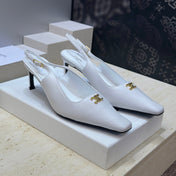 CELINE 26S SLINGBACK HEELS 65 MM IN WHITE CALFSKIN