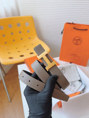 MINI H BELT BUCKLE & REVERSIBLE CAMEL BROWN LEATHER STRAP 24 MM GOLD HARDWARE