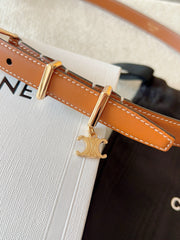 CL BELT 18MM IN BROWN TAURILLON CALFSKIN GOLD BUCKLE