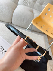 CL BELT 18MM IN BLACK TAURILLON GLOSSY CALFSKIN GOLD BUCKLE