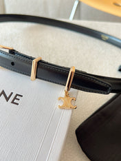 CL BELT 18MM IN BLACK TAURILLON GLOSSY CALFSKIN GOLD BUCKLE