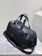 TRAVEL TOTE BAG 50 IN BLACK PLAID NYLON