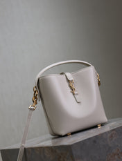 YSL 25S LE 37 MINI 15 IN DUSTY GRAY CALFSKIN GOLD HARDWRE