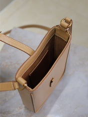 LE 5 À 7 PHONE BAG 18 IN CIDER BROWN CALFSKIN