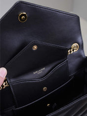 LOULOU SMALL 24 IN BLACK SHEEPSKIN GOLD HARDWARE