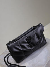 YSL 25S LOULOU PUFFER MINI 23 IN BLACK CALFSKIN BLACK HARDWRE
