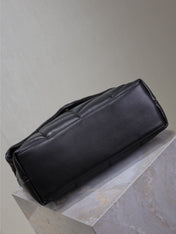 YSL 25S LOULOU PUFFER GM 35 IN BLACK CALFSKIN GOLD HARDWRE