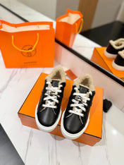 DAY SNEAKER IN BLACK CALFSKIN AND FLEECE LINING