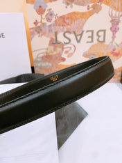 CELINE 25S TRIOMPHE BELT 25MM IN BLACK CALFSKIN GOLD HARDWARE 570969