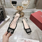 ROGER VIVIER 25S VIVIER SLINGBACK 25MM IN BLACK PLAID PATTERN CANVAS