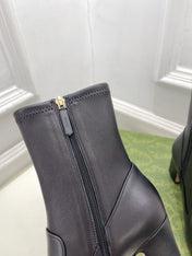 HORSEBIT ANKLE BOOTS 6.5CM IN BLACK SHEEPSKIN