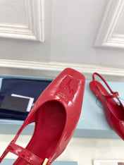 MARY JANE SLINGBACK SQUARE TOE IN CRIMSON RED PATENT SHEEPSKIN