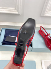 MARY JANE SLINGBACK SQUARE TOE IN CRIMSON RED PATENT SHEEPSKIN