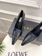 ALAIA 26S HIGH HEELS 95 MM IN BLACK CROCODILE-EMBOSSED CALFSKIN